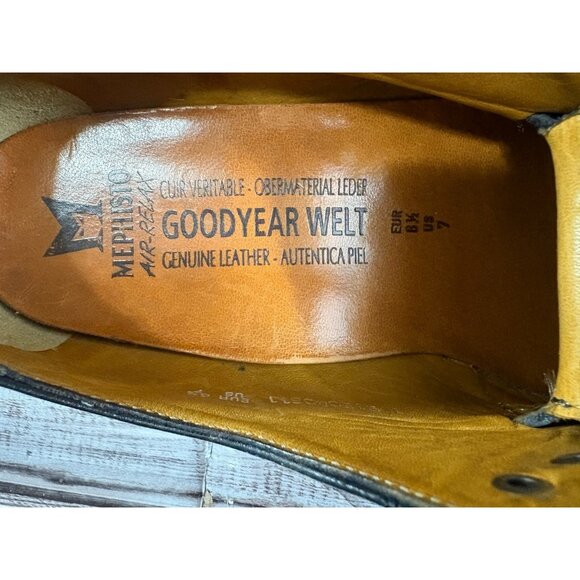 Mephisto Marlon Pebbled Leather Derbys shoes Size 7 color Black made in France - Picture 2 of 11